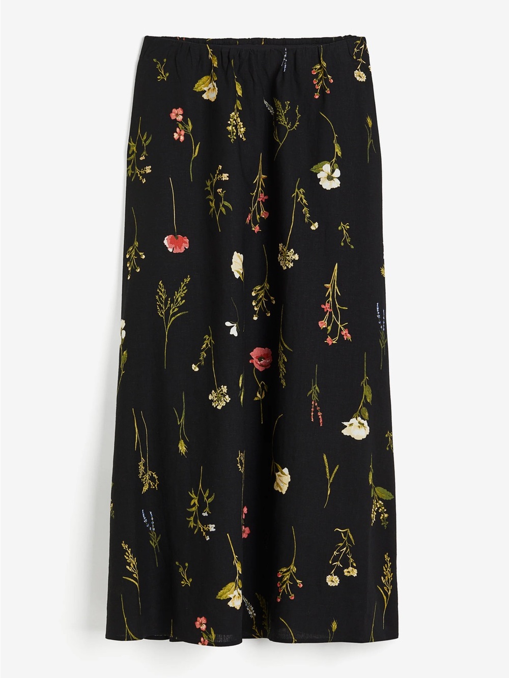 H&M Black Floral Maxi Skirt